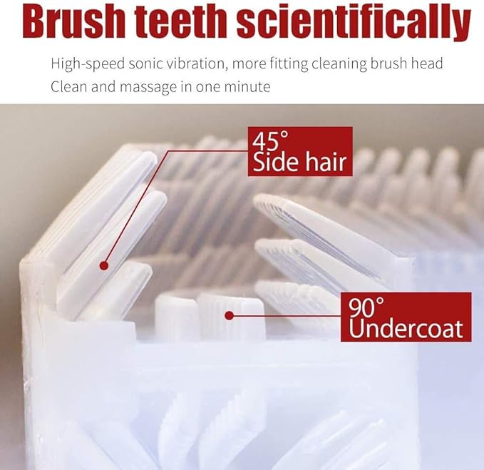 Maybuy Ultrasonic Automatic Toothbrush Ultrasonic U-Shaped Toothbrushes for Adult 360° Electric Sonic Toothbrushes with Automatic Timer Wireless Charging Teethbrush Kit for Travel Or Home (Black)