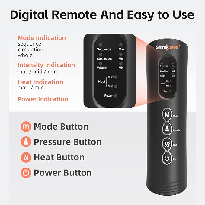 SHINE WELL Leg Massager with Heat and Compression Legs Massage for Circulation and Pain Relief Foot and Calf Massager for Swelling Heated Air Compression Machine Wellness Gift for Mom Dad