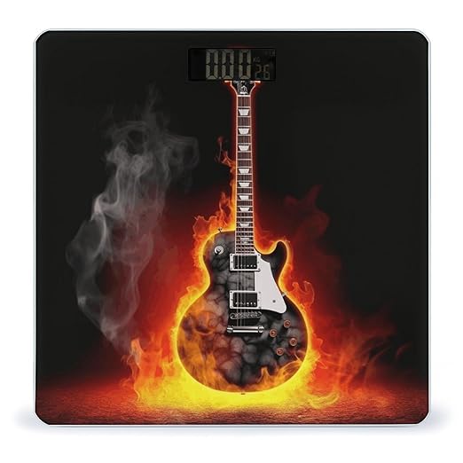 Digital Bathroom Scale for Body Weight Scale with Bright LCD Display High Accuracy Step-On Technology Auto On/Off Burning Guitar Digital Scales 400 Lbs /180kg