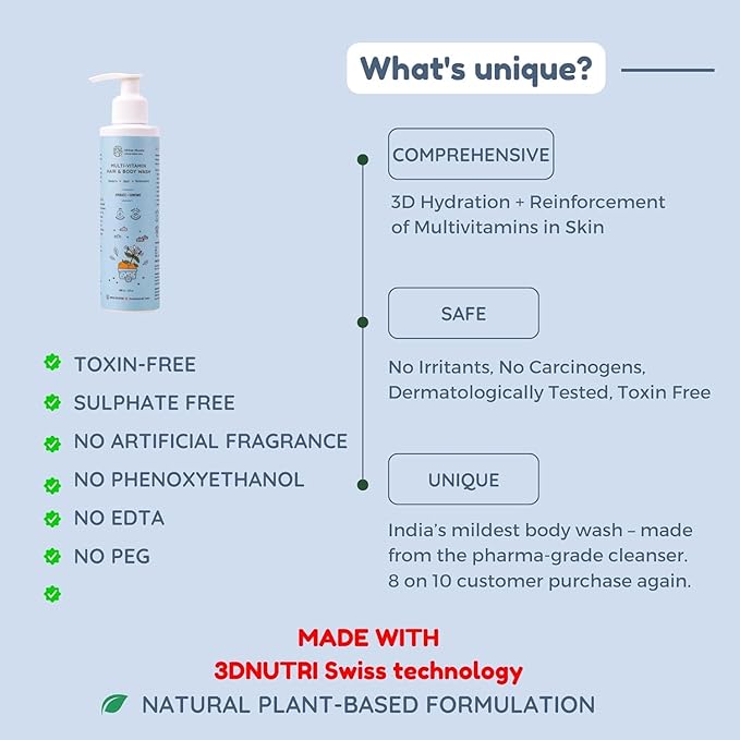 Lill Hair &amp Body Wash Natural Formula with Honeysuckle Basil Mandarin pH Balanced Tear-Free