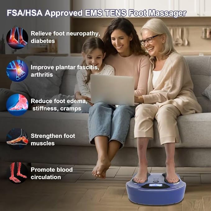 Creliver Foot Nerve Muscle Stimulator Pro EMS/TENS Foot Massager for Neuropathy Pain Relief and Leg Circulation TENS Muscle Stimulator
