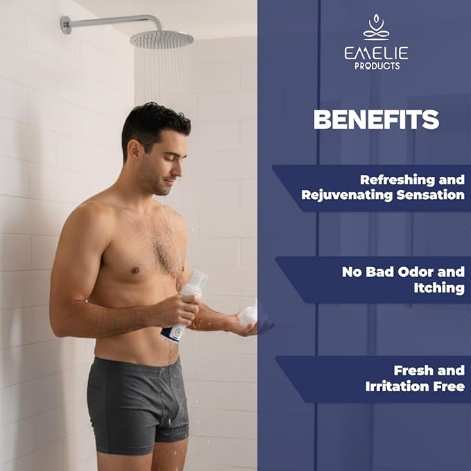 Intimate Wash for Men – Daily Genital Hygiene Foaming Wash Alcohol Free Gentle Men’s Hygiene Wash with Botanical Extracts – Refreshing Foam for Shower Post-Gym &amp Daily Care (4.05 fl oz)