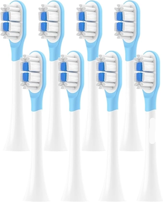 8pcs Replacement Toothbrush HeadsCompatible for T301/T302/T501 Tooth Brush Soft Bristle Nozzles(8 pcs BJ White)