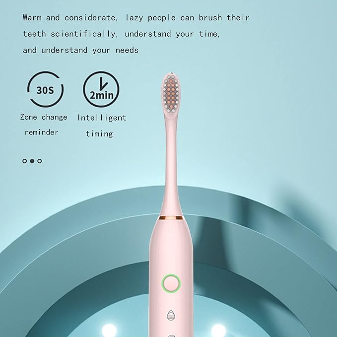 Generic Electric Toothbrush with 8 Brush Heads &amp 6-Speed Rechargeable Electric Powered Toothbrush for Adults Smart Powerful Electric Toothbrush Pink