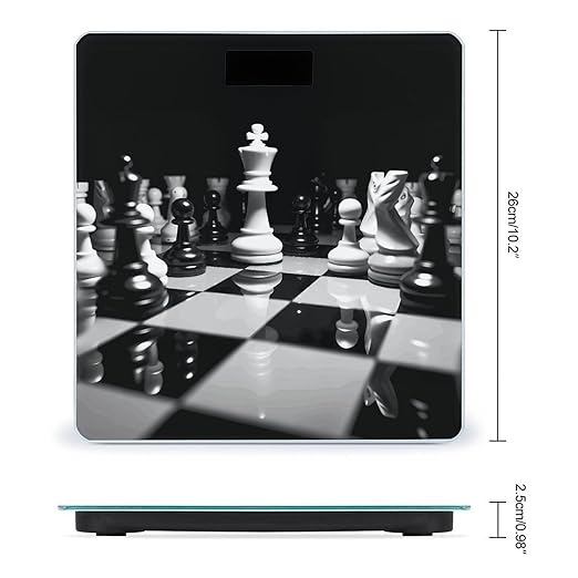 Black and White Chess Scale for Body Weight High Precision Digital Weight Scales with LCD Display Anti-Slip Sturdy Slim Tempered Glass Bathroom Scale for Home Use