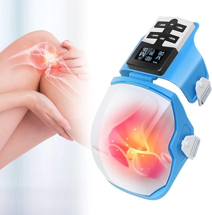 OSITO Knee Massager with Heat 3 Level Air Compression &amp EMS Pulse Pain Relief for Knees Arthritis Stiffness - Adjustable Straps