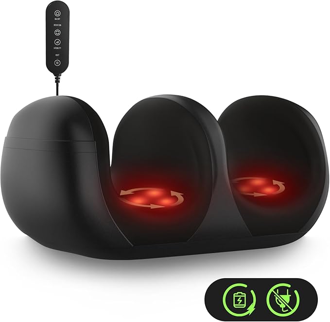 Foot Massager Shiatsu Foot Massager with Heat Rechargeable Calf Massager Massage Calf Deep Kneading Massage for Home and Office Gifts for Women Men Dad Mom