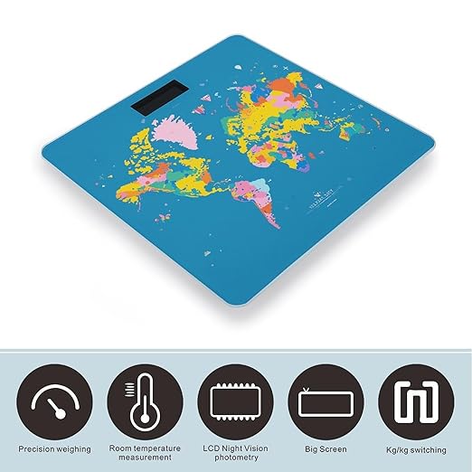 World Map Scale for Body Weight Smart Scales Digital Bathroom Scale High Precision Weighing Scales with Large Display Weighing Machine for People