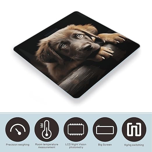 Puppies Dog Bathroom Scale for Body Weight Bathroom Weighing Scale with Backlit LCD Display Highly Accurate Measures Weight Up to 180kg