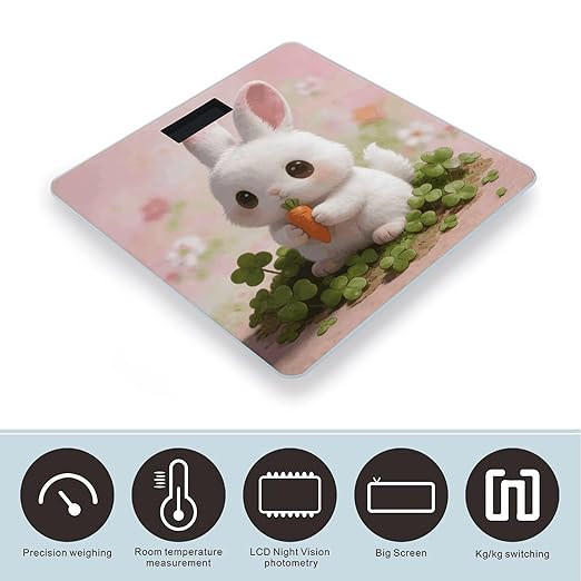 Cute Animal Weight ScaleClear LED Display Bathroom Digital Weighing ScaleTempered Glass Digital Bathroom Scale for Body Weight Capacity Up to 400 Lbs