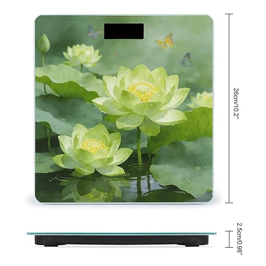 Absinthe Green Lotus Garden Smart Scale for Body Weight Digital Bathroom Scale Toughened Glass Weight Scale with Large LCD Backlight Display High Precision Scales Weighing Machine