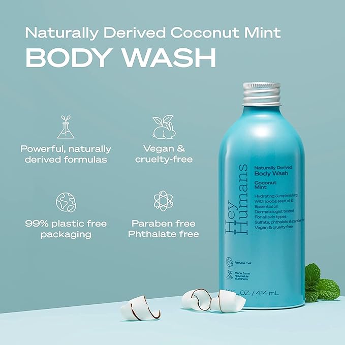 HEY HUMANS Body Wash Cedarwood Sage + Lavender Vanilla + Coconut Mint 14 Fl Oz (Variety Pack)