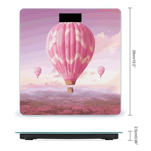 Pink Hot Air Balloon Bathroom Scale for Body Weight 400 Lb Weight Scale with High Precision Sensors Tempered Glass Highly Accurate Digital Weighing Machine for People