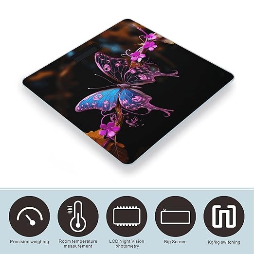 Nice Butterfly Bathroom Scale Large LCD Backlight Display Digital Scale Rounded Corners Body Scales Automatic Power On/Off Bathroom Scales for Home Bedrooms