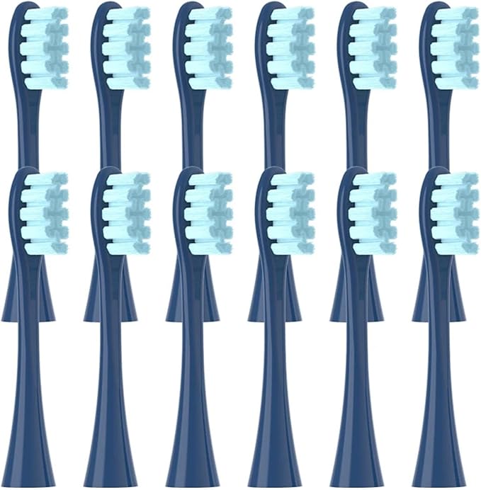 12PCS Replacement Brush Heads Compatible for Oclean X/X PRO/ Z1/ F1/ One/Air 2 /SE Sonic Electric Toothbrush Soft Bristle Nozzles(12pcs Blue)