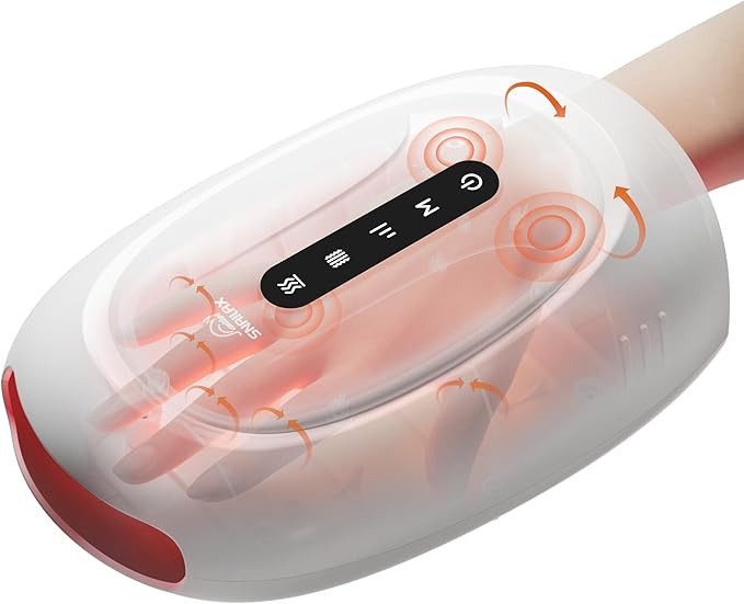 Cordless Hand Massager with Heat &amp Compression Vibration and Rolling 3 Modes &amp Intensities Heated Finger Wrist Massage for arthritis and carpal tunnel Hand Warmer Valentines Day Gifts for H