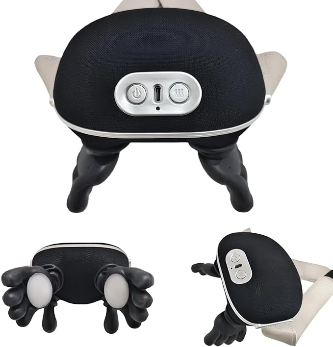 Cordless Neck Massager with Heat 4D Bionic Shiatsu Neck and Shoulder Massager with Real Hand Kneading Deep Tissue Back Massager for Home Office Travel Gifts for Women Men (Black)