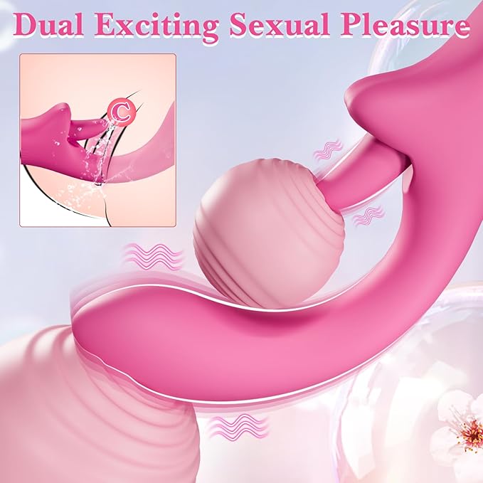 Dual Stimulation Adult for Women 10 Frequency Thrusting Stimulation Modes with Strong Suction Cup for Hands Free Play Automatic Electric Machine Tool for Women Pleasure DFG148