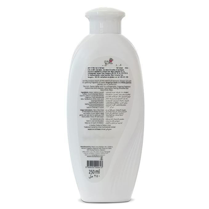Enchanteur Romantic Perfumed Shower Gel for Women 250g with Roses &amp Jasmine Extracts