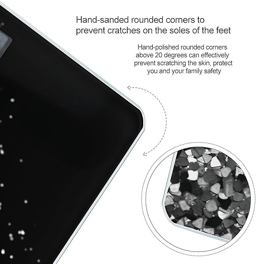 Black White Glitter Bathroom Scale Weight Scale for Body WeightHighly Accurate Digital Weighing Machine Clear LED Display Digital Bathroom Body Scale 400lb/182kg