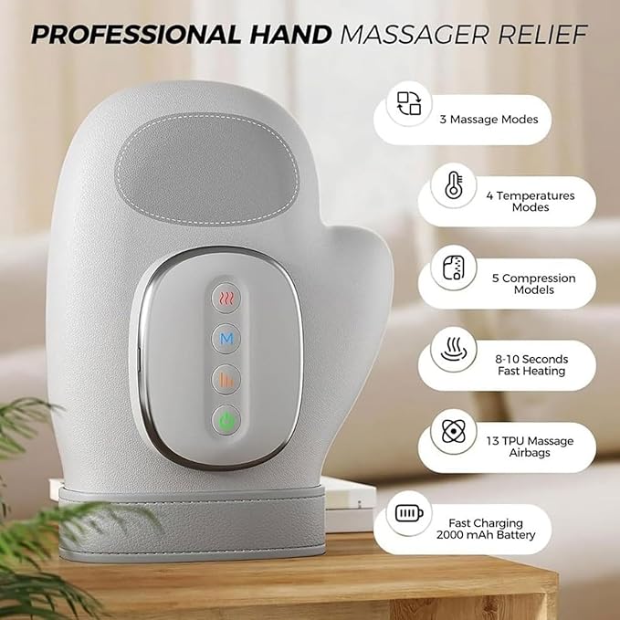 Electric Hands Massagers GloveCordless Hand Massager with Compression &amp HeatingPortable Rechargeable Hand Massagers3 Modes &amp 5 Levels of Intensityfor Arthritis and Carpal Tunnel