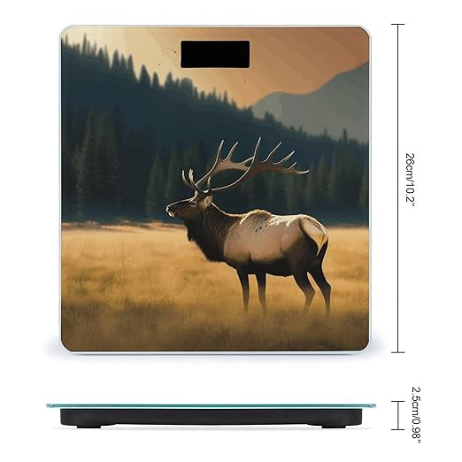 Elk in The Meadow Bathroom Scale Weight Scale for Body WeightHighly Accurate Digital Weighing Machine Clear LED Display Digital Bathroom Body Scale 400lb/182kg