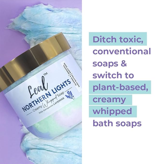 BEMT Whipped Body Soap – Northern Lights Lavender Foaming Bath Cream with Shea Butter &amp Sweet Almond Oil Gentle Cleansing &amp Nourishing Body Wash for Men &amp Women 160 g