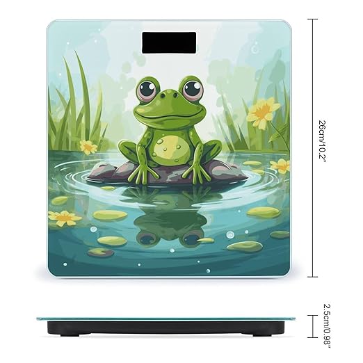 Digital Bathroom Scale for Body Weight Scale with Bright LCD Display High Accuracy Step-On Technology Auto On/Off Frog in A Pond Digital Scales 400 Lbs /180kg