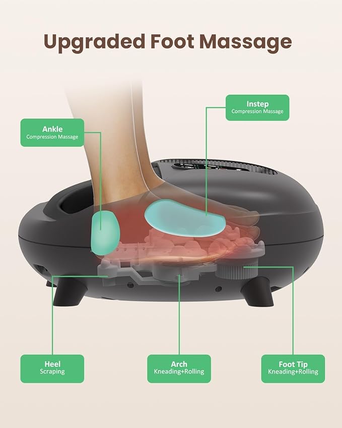 2026 Upgrade FSA Eligible HSA Foot Massager Shiatsu Foot Massager Machine with Heat and Compression for Plantar Fasciitis Neuropathy Remote Control Gifts Size 14