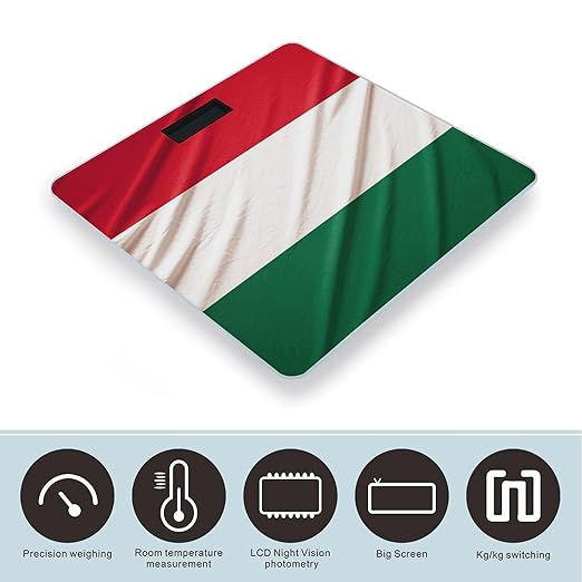 Italy Flag Digital Bathroom Scale for Body Weight Weighing Scale with Backlit LCD Display High Precision Measurements &amp Measures Weight Up to 180kg