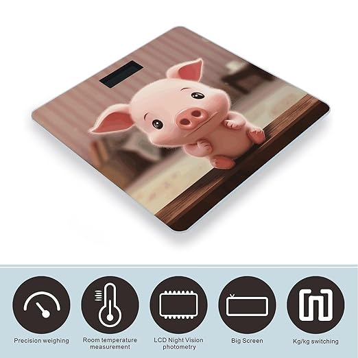 Cute Pig Scale for Body Weight Smart Scales Digital Bathroom Scale High Precision Weighing Scales with Large Display Weighing Machine for People