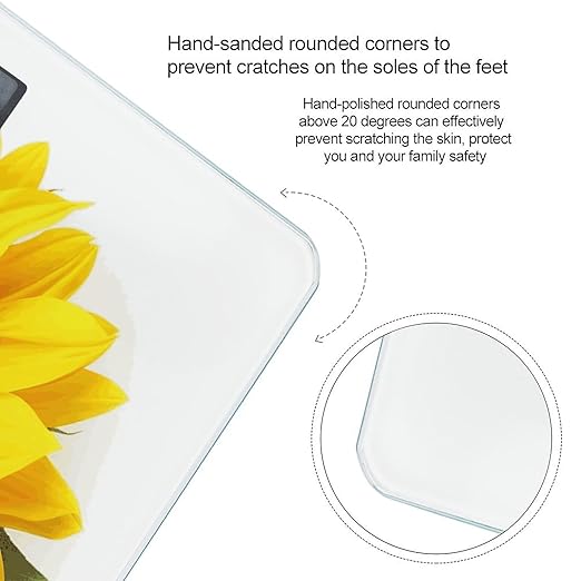 Sunflower Isolated Scale with LCD Easy-to-Read Anti-Slip Weight Digital Bathroom Scale Precision Weighing Scales Sturdy Tempered Glass Body Weight Scales for Daily Use