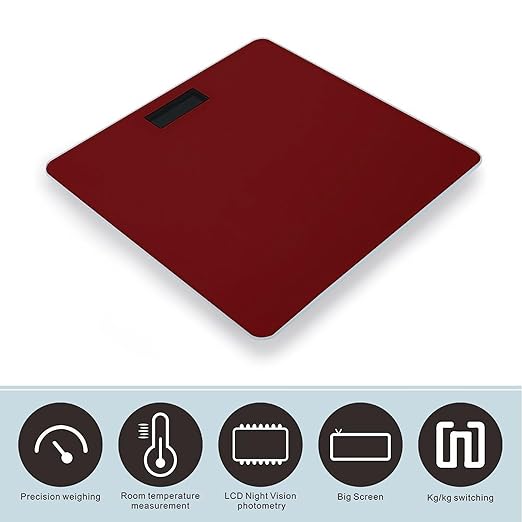 Automatic Switch Digital Bathroom Weighing Scale Smart Scale for Body Weight Brick Red