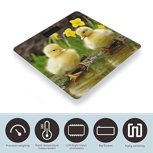 Cute Baby Ducks Weight Scale Digital Electronic Scales Bathroom Scale Larg LCD Backlight Display High Precision MeasurementsTempered Glass
