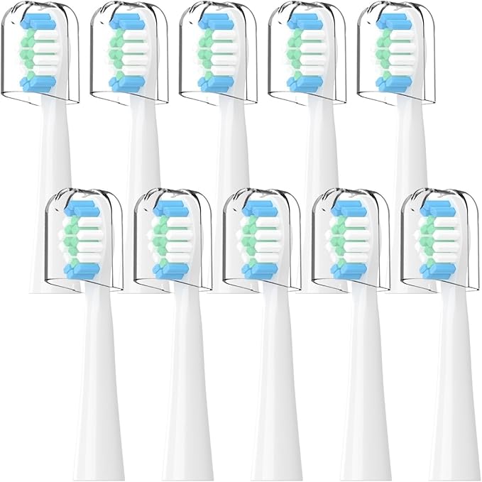 10 PCsCompatible with Oral-B Pulsonic Electric Toothbrush Sound Replacement Heads(White)