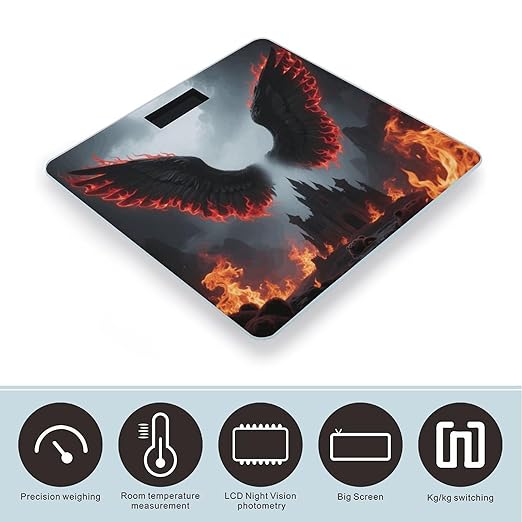 Gothic Angel Wings Weight Scale Cute Bathroom Scale for Body Highly Accurate Digital Weighing Machine for People Compact LCD Display Scales with Sturdy Toughened Glass Scales
