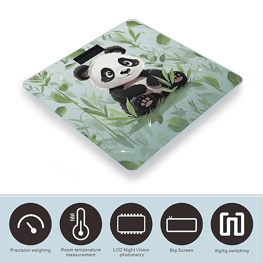 Panda BambooScale for Body Weight with LCD High Precision Weighing Scales Fashion Sturdy Tempered Glass Weight Scales Easy-to-Read Digital Bathroom Scale for Daily 400lb