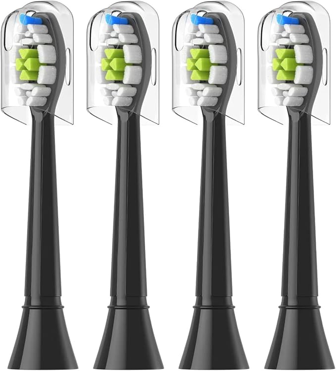4/8/12/16pcs Replacement Toothbrush Heads Compatible with Philips Electric Brush Head 4100 6500 6100 7500 5300 1100(4pcs Black)