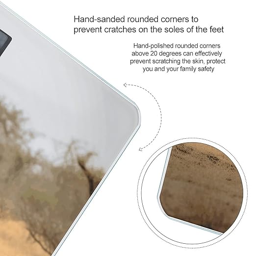 Walking Elephants Mother Scale for Body Weight Anti-Slip Tempered Glass Digital Bathroom Scales Clear LCD Display Weighing Scale Safe Rounded Corners Smart Scales