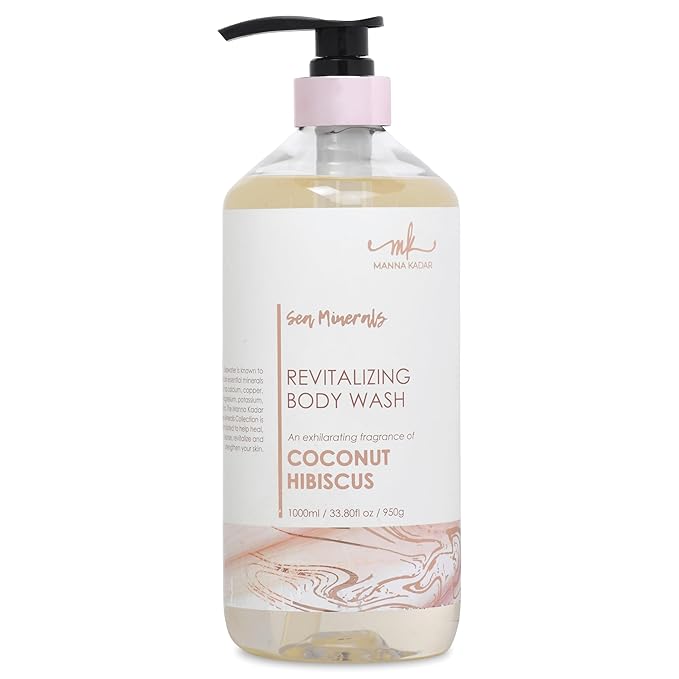 Manna Kadar Beauty Dead Sea Minerals Revitalizing Body Wash Coconut Hibiscus - Clean Soothe Revitalizes Rejuvenates Skin Hydrates Shower Gel