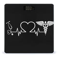 Love Heart Nurse Heartbeat Black and White Smart Square Scale with Digital Display for Bathroom Scale