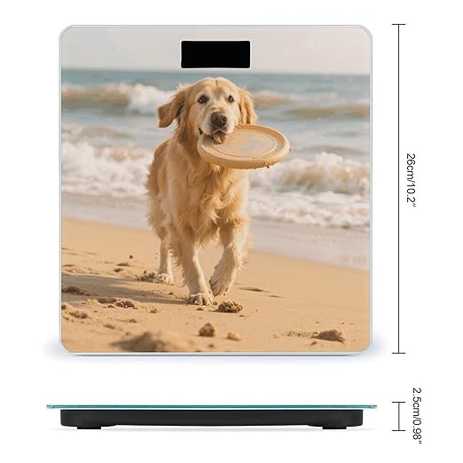 Golden Retriever Dog Weight Scale Cute Bathroom Scale for Body Highly Accurate Digital Weighing Machine for People Compact LCD Display Scales with Sturdy Toughened Glass Scales