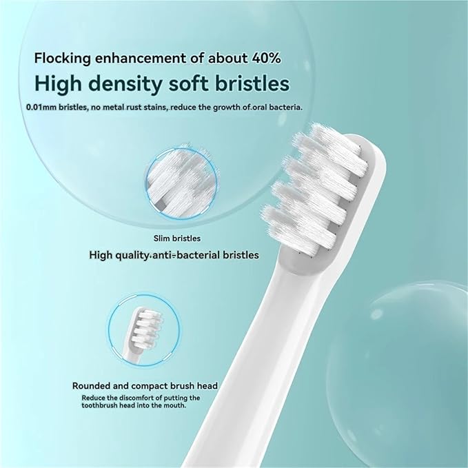 Compatible For Xiaomi Electric Toothbrush HeadCompatible For MijiaSonic T100 Replacement Brush Head MES603 Soft Bristle Universal(T100-PK-6Pcs)