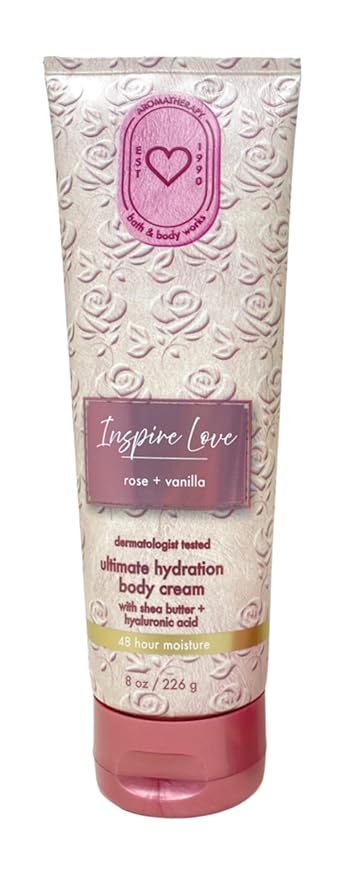 Bath &amp Body Works Aromatherapy Inspire Love Rose + Vanilla 2 Ultimate Hydration Body Creams with a Creamy Rose Bar Soap