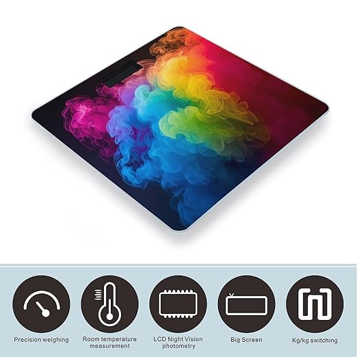 Rainbow Smoke Scale for Body Weight Digital Bathroom Scale Toughened Glass High Precision Scales for Body Weight with Large LCD Backlight Display Weight Scales