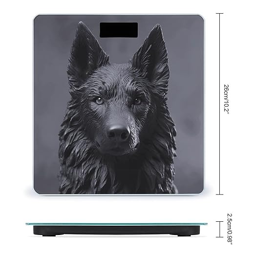 Black German Shepherd Scale for Body Weight Safe Rounded Corners Tempered Glass Digital Bathroom Scale LED Display 400lb Capacity Weight Scales with High Precision Sensors