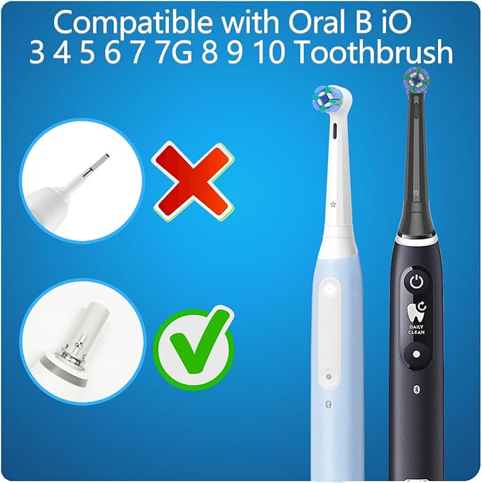 8 Pack Replacement Heads Compatible with Oral B iO Toothbrushes Brush Heads for Oral-B iO 2/3/4/5/6/7/8/9/10/7G Series with Covers Black+White