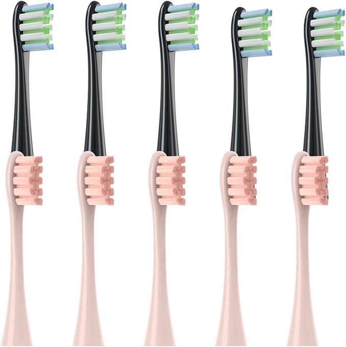 10 Pcs Replacement Brush Heads Compatible for X/X PRO/ Z1/ F1/ One/Air 2 /SE Toothbrush Soft Bristle Nozzles Refill(5Black5Pink)