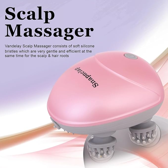 Rechargeable Head Scalp &amp Full Body Massager Electric Kneading Massager with 4 Speed Modes Portable Handheld for Pain Relief Hair Growth &amp Deep Relaxation Pink