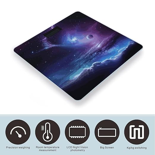 Galaxy Starry Sky Scale for Body Weight Highly Accurate Digital Bathroom Body Scale Digital Bathroom Scales for People Anti-Slip Large LCD Display Smart Scales